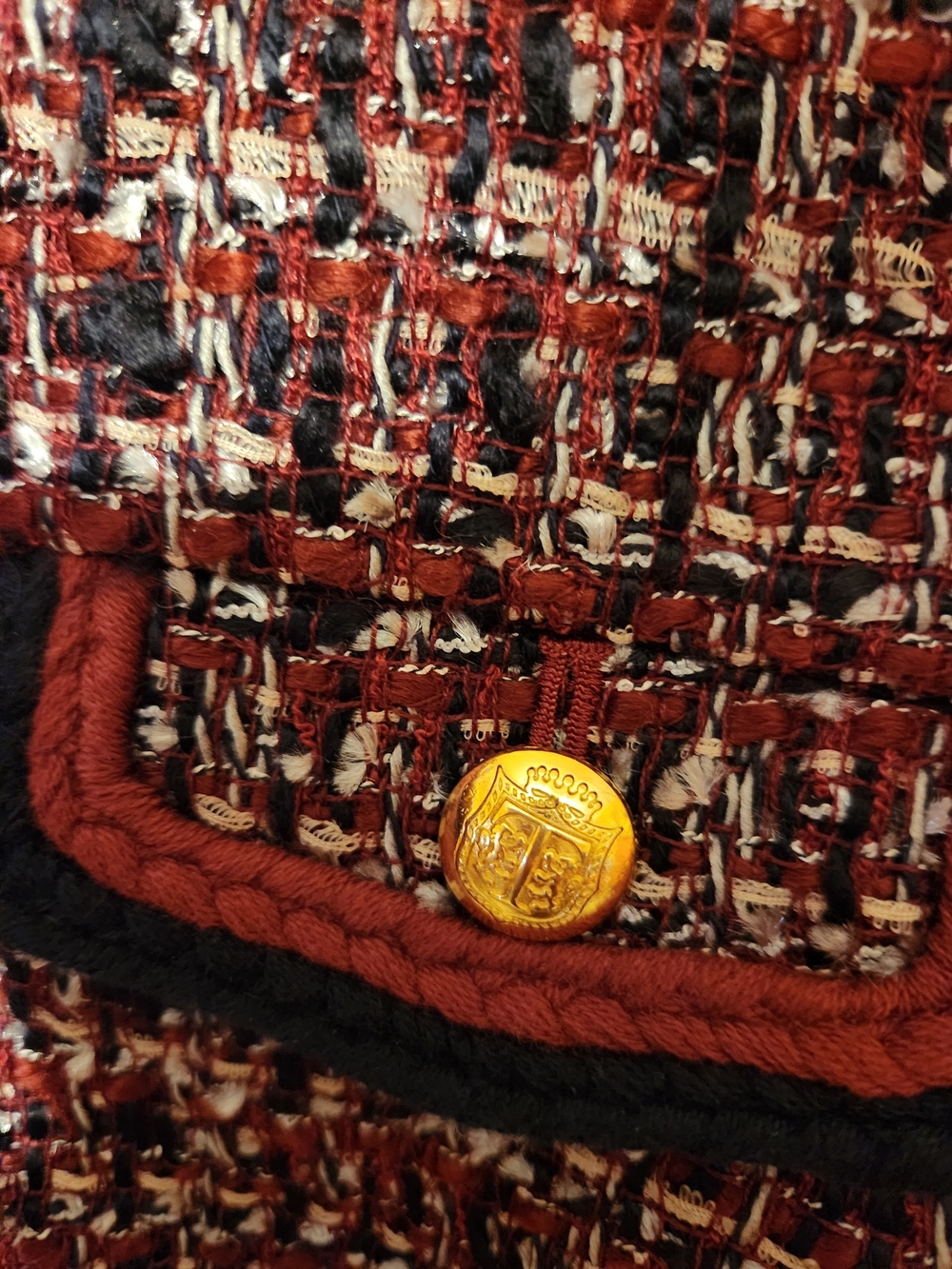 Talbots Burgundy Multi Tweed Collarless Jacket - Picture 3 of 8
